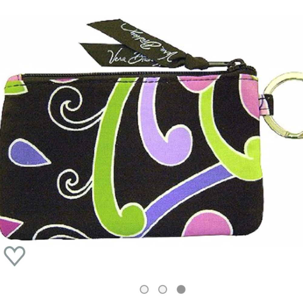 🌿 NWT VERA BRADLEY PURPLE PUNCH PATTERN TRAVEL KEYRING ID WALLET MINI